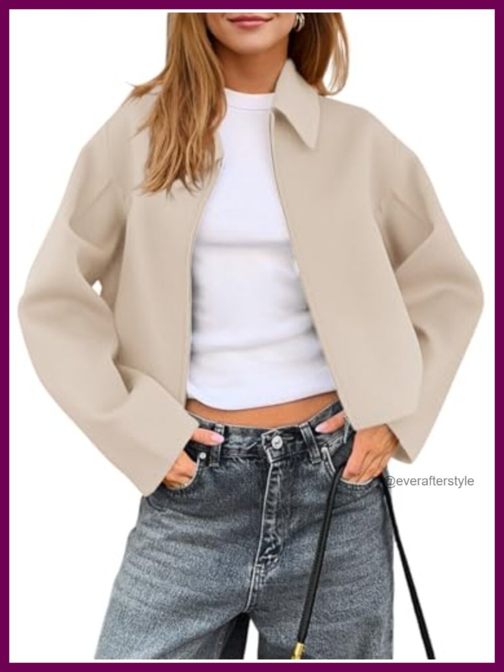Womens Cropped Pea Coat Zip Up Short Wool Blend Bomber Jacket